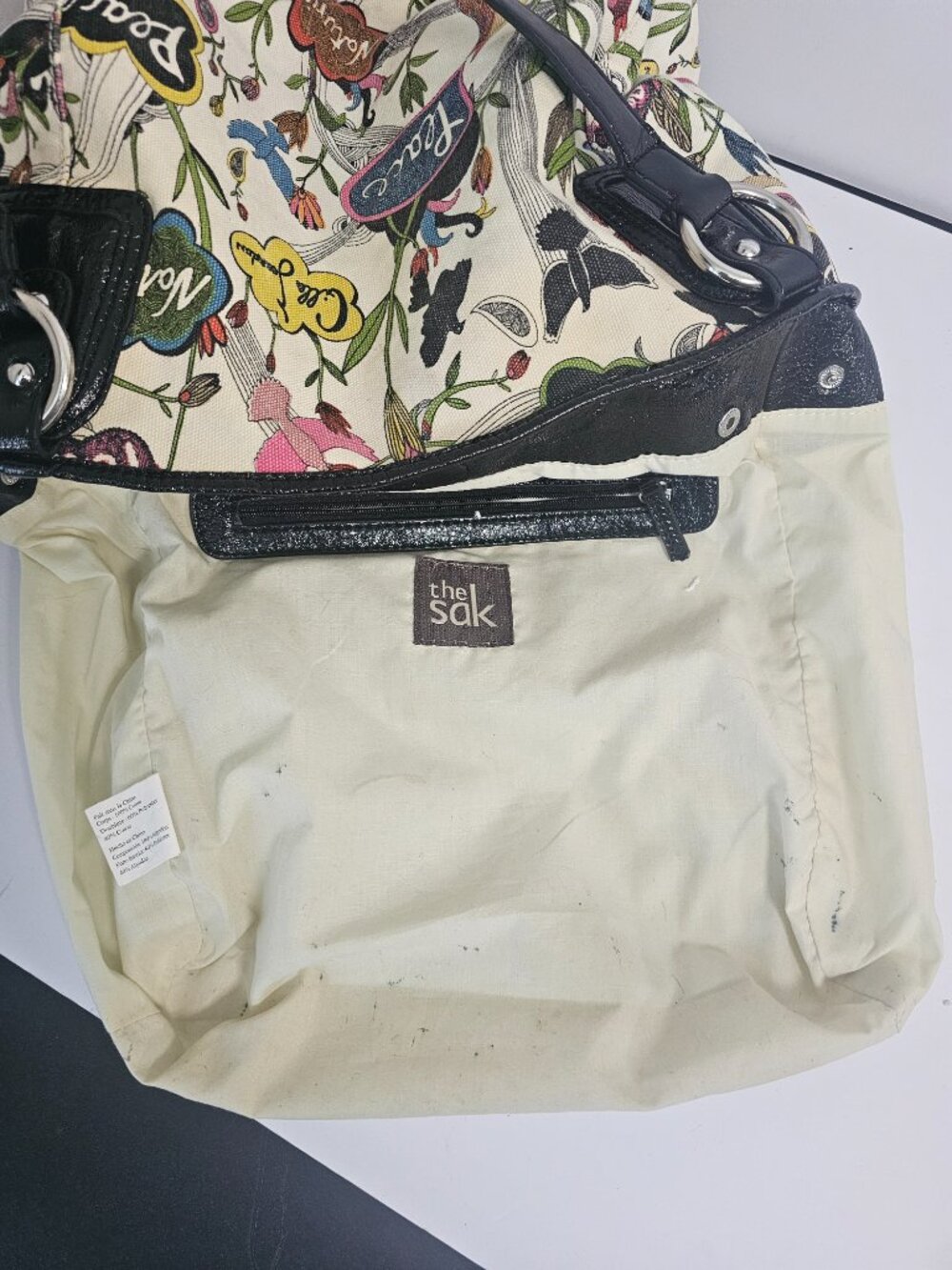 The Sak Bag Shoulder Peace Floral Canvas Boho Casual - Picture 9 of 11